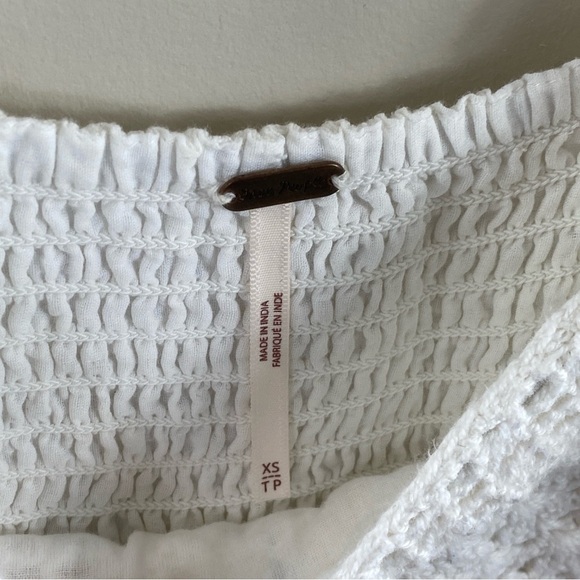 Free People Ari Mini Ivory 100% Cotton Gauze Cottage Boho Mini Dress Sz XS - Picture 4 of 13